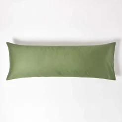 Taie de traversin vert mousse en coton égyptien bio 400 fils, 50x140 cm - HOMESCAPES