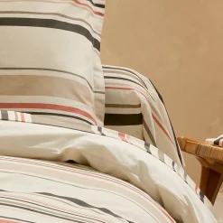 Taie de traversin 140x43 cm coton HUGO beige/corail