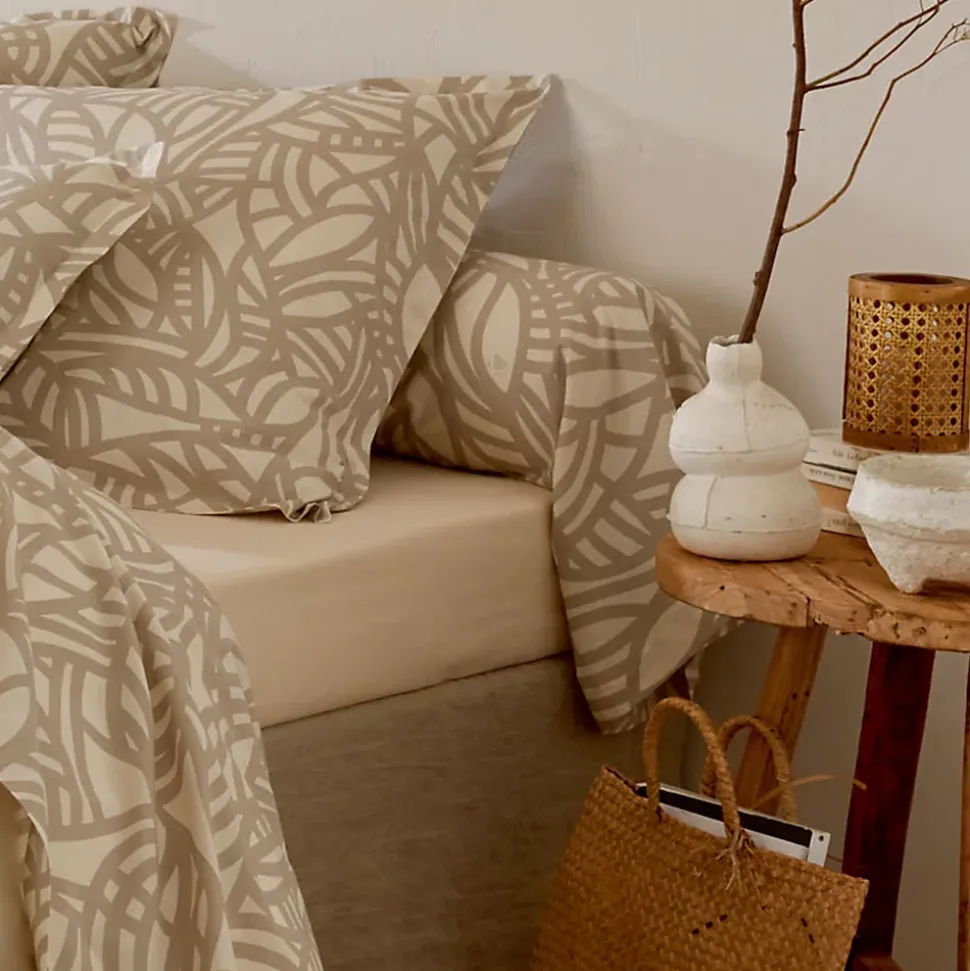 Taie de traversin 140x43 cm coton lavé SERENA Beige écru