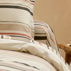 Taie de traversin 200x43 cm coton HUGO beige/corail