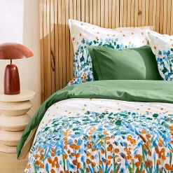 Taie de traversin 200x43 cm en coton ÉVASION Vert fougère