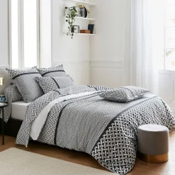 Taie de traversin 240x43 cm percale coton RIVIERA noir Réglisse