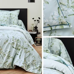 Taie de traversin 200x43 cm percale coton ELÉNA vert Nil