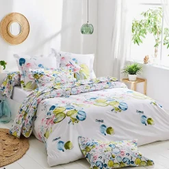 Taie de traversin 140x43 cm percale coton NENUPHAR aqua