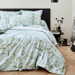 Taie de traversin 140x43 cm percale coton ELÉNA vert Nil