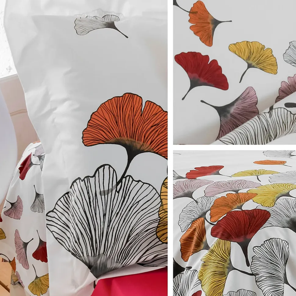 Taie de traversin 140x43 cm Percale pur coton GINKGO Rose