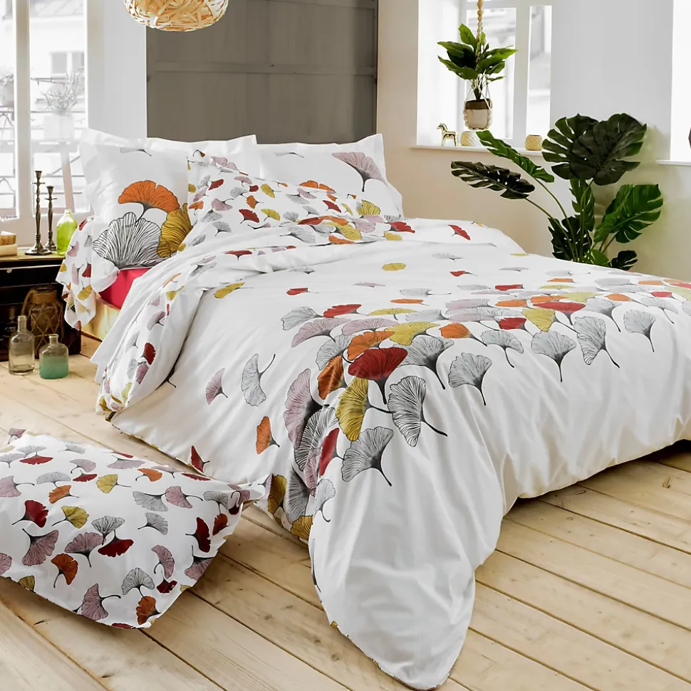 Taie de traversin 140x43 cm Percale pur coton GINKGO Rose