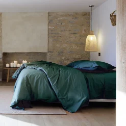 Taie de traversin 43x190 cm percale de coton MANOIR vert Canard