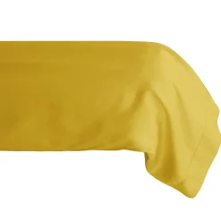 Taie de traversin 43x190 cm percale de coton MANOIR jaune Moutarde