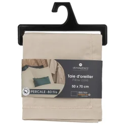 Taie d'oreiller - coton - beige lin - 50x70 cm - Atmosphera