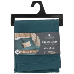 Taie d'oreiller - coton - bleu - 63x63 cm - Atmosphera