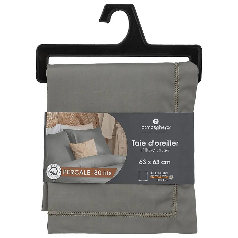Taie d'oreiller - coton - gris - 63x63 cm - Atmosphera