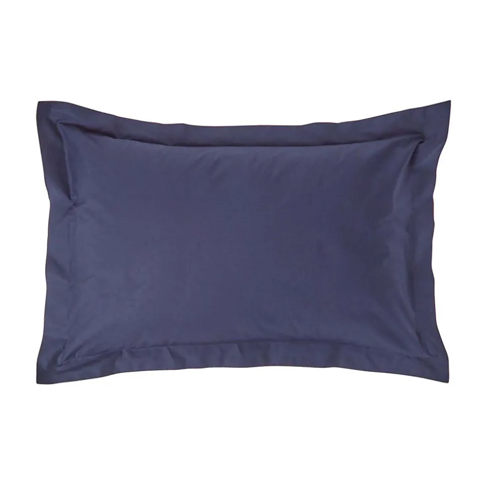 Taie d'oreiller à volants bleu marine 100% coton égyptien 200 fils, 50x75 cm - HOMESCAPES