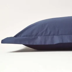 Taie d'oreiller à  volants bleu marine 100% coton égyptien 200 fils, 50x75 cm - HOMESCAPES