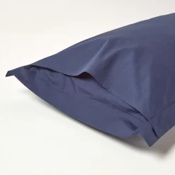 Taie d'oreiller à volants bleu marine 100% coton égyptien 200 fils, 50x75 cm - HOMESCAPES