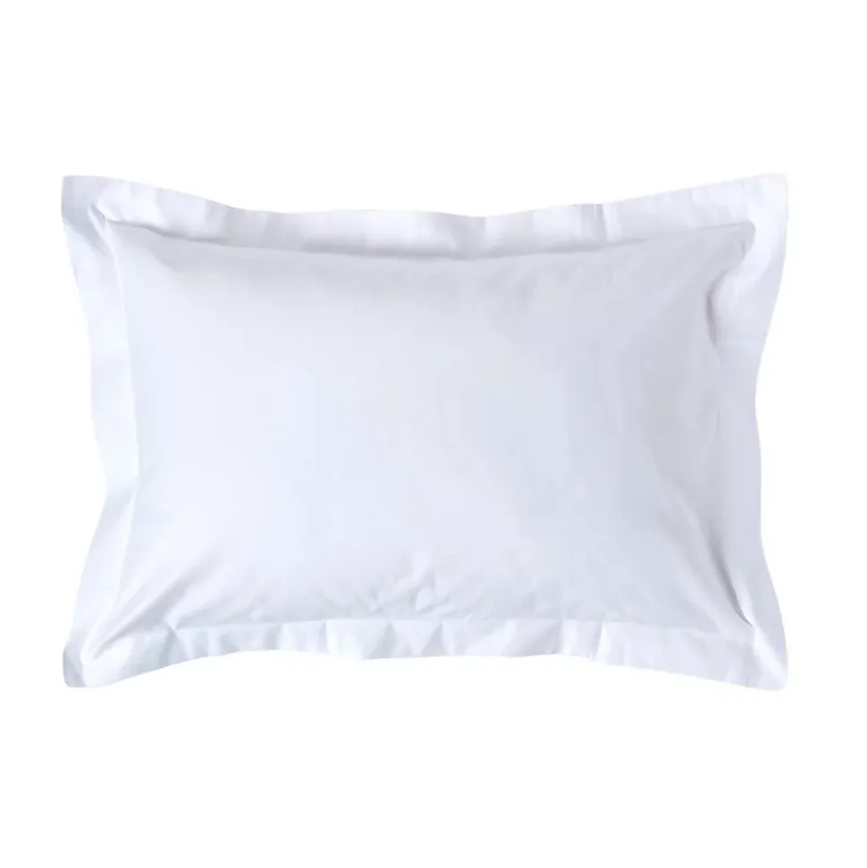 Taie d'oreiller à volants blanc en satin de coton égyptien 1000 fils, 50x75 cm - HOMESCAPES