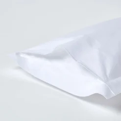 Taie d'oreiller à volants blanc en satin de coton égyptien 1000 fils, 50x75 cm - HOMESCAPES