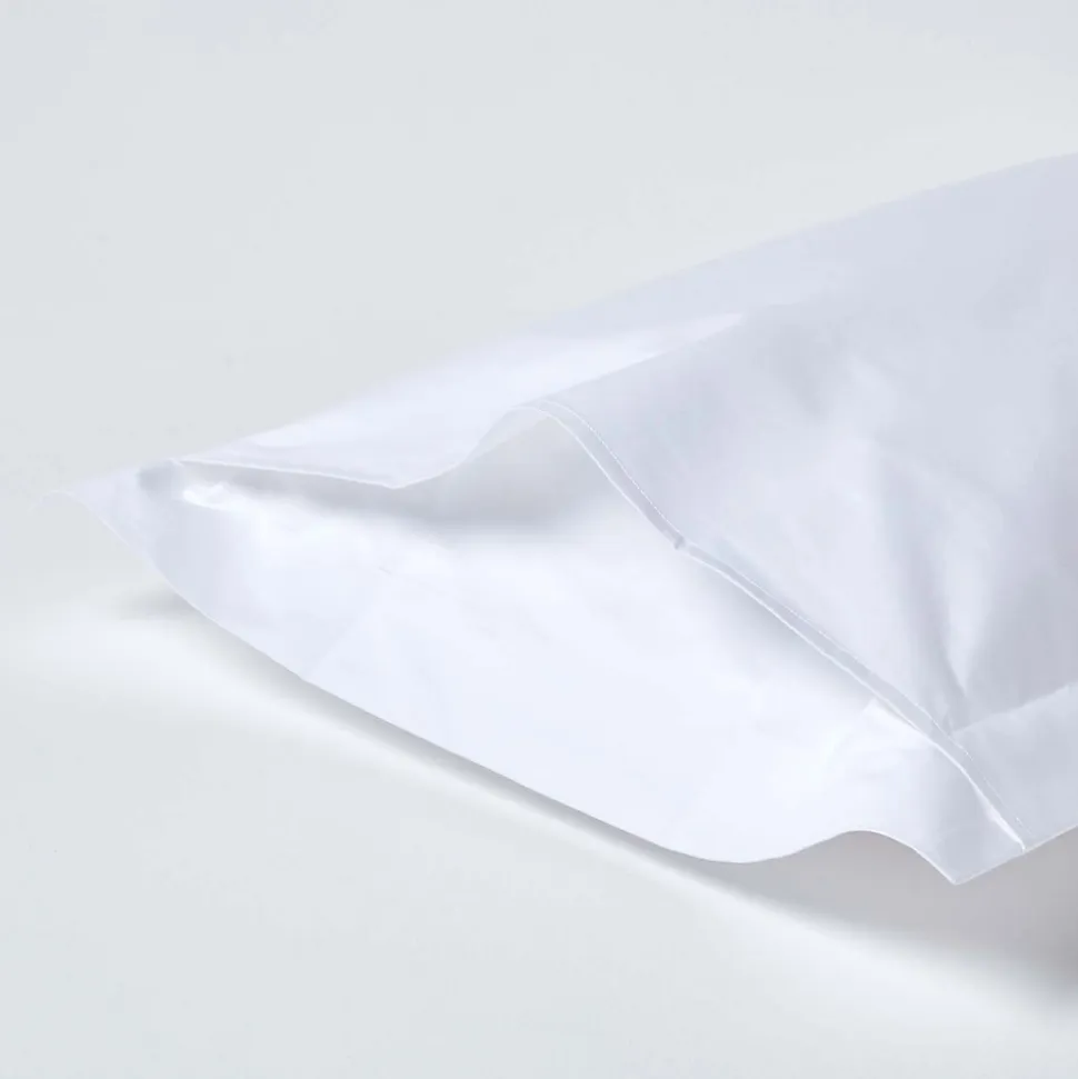 Taie d'oreiller à volants blanc en satin de coton égyptien 1000 fils, 50x75 cm - HOMESCAPES