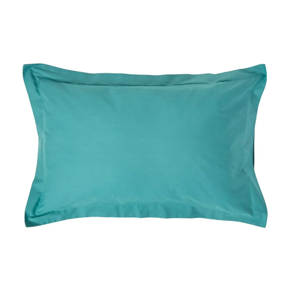 Taie d'oreiller à volants bleu canard 100% coton égyptien 200 fils, 50x75 cm - HOMESCAPES