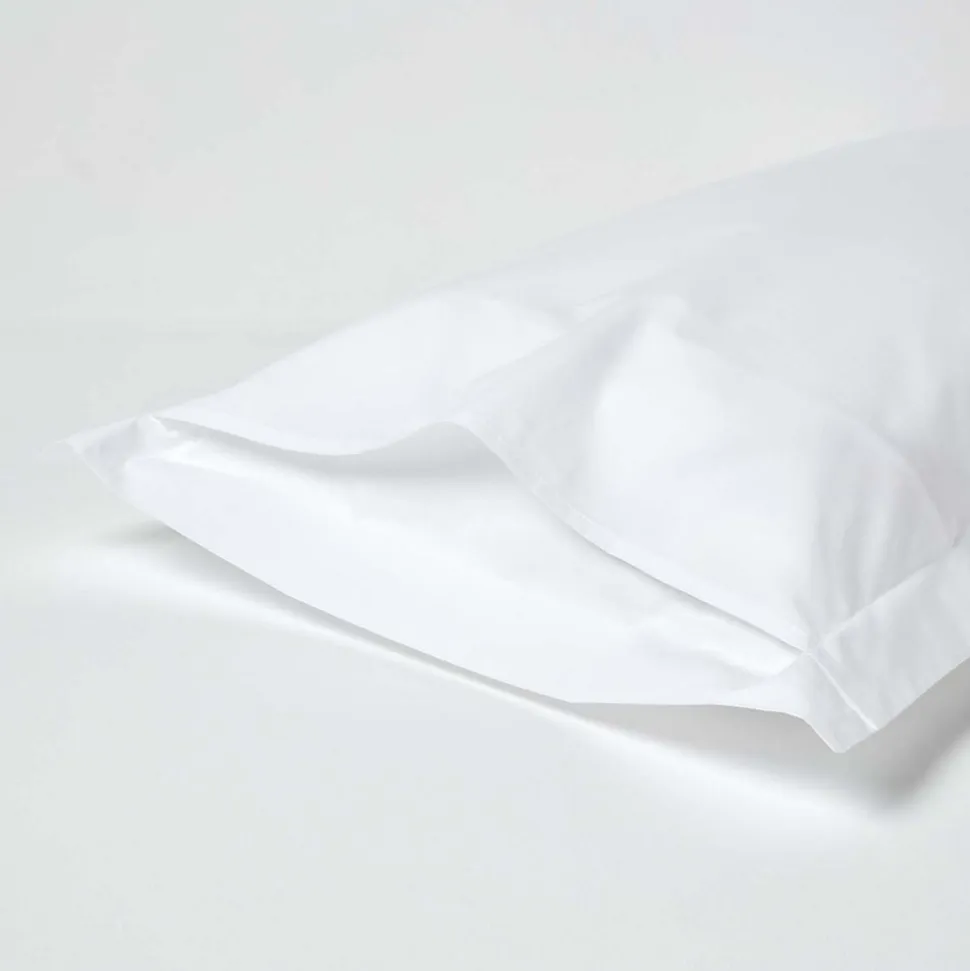 Taie d'oreiller à volants blanc 100% coton égyptien 200 fils, 50x75 cm - HOMESCAPES