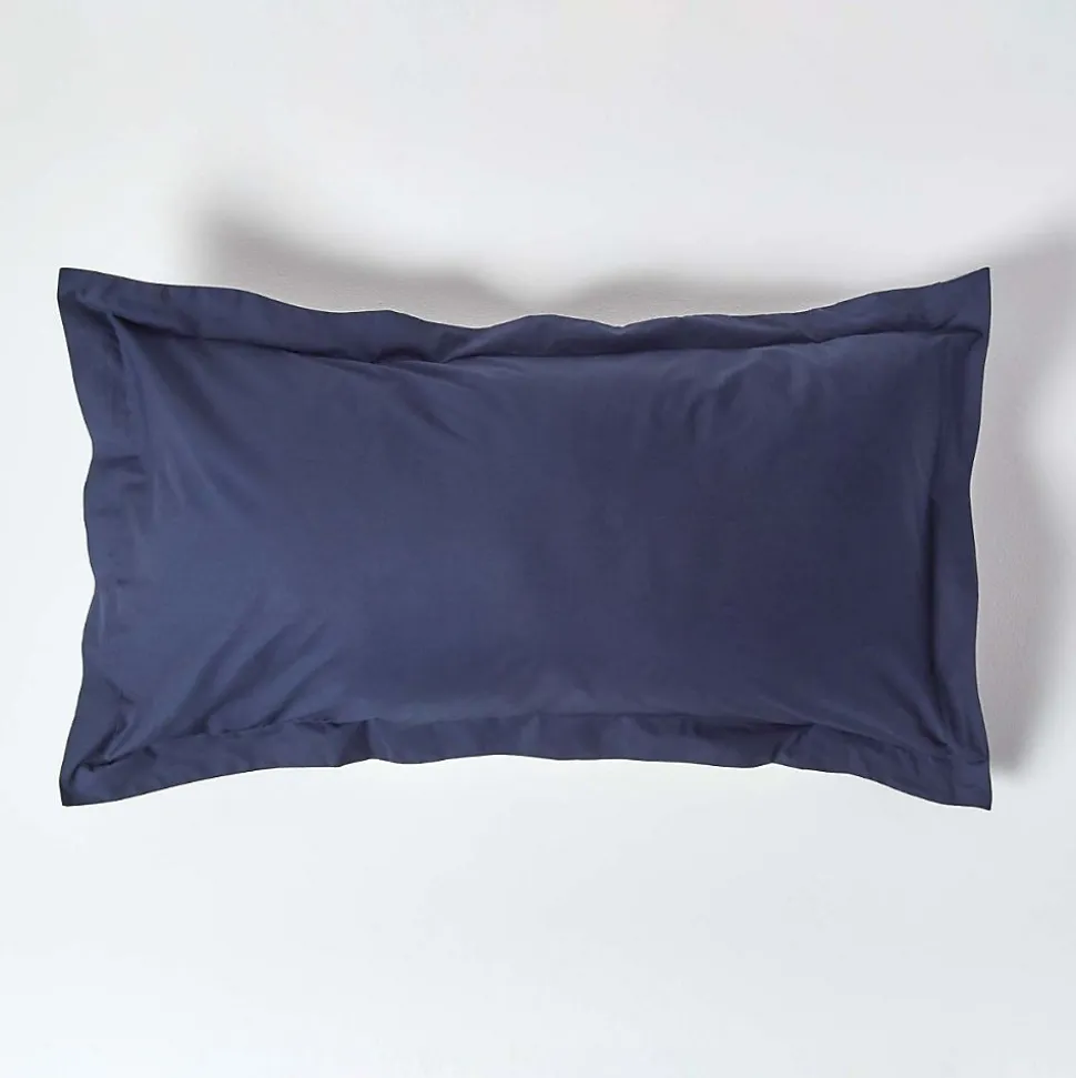 Taie d'oreiller à volants bleu marine 100% coton égyptien 200 fils, 50x90 cm - HOMESCAPES