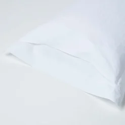 Taie d'oreiller à  volants blanc en lin lavé, 50x75 cm - HOMESCAPES