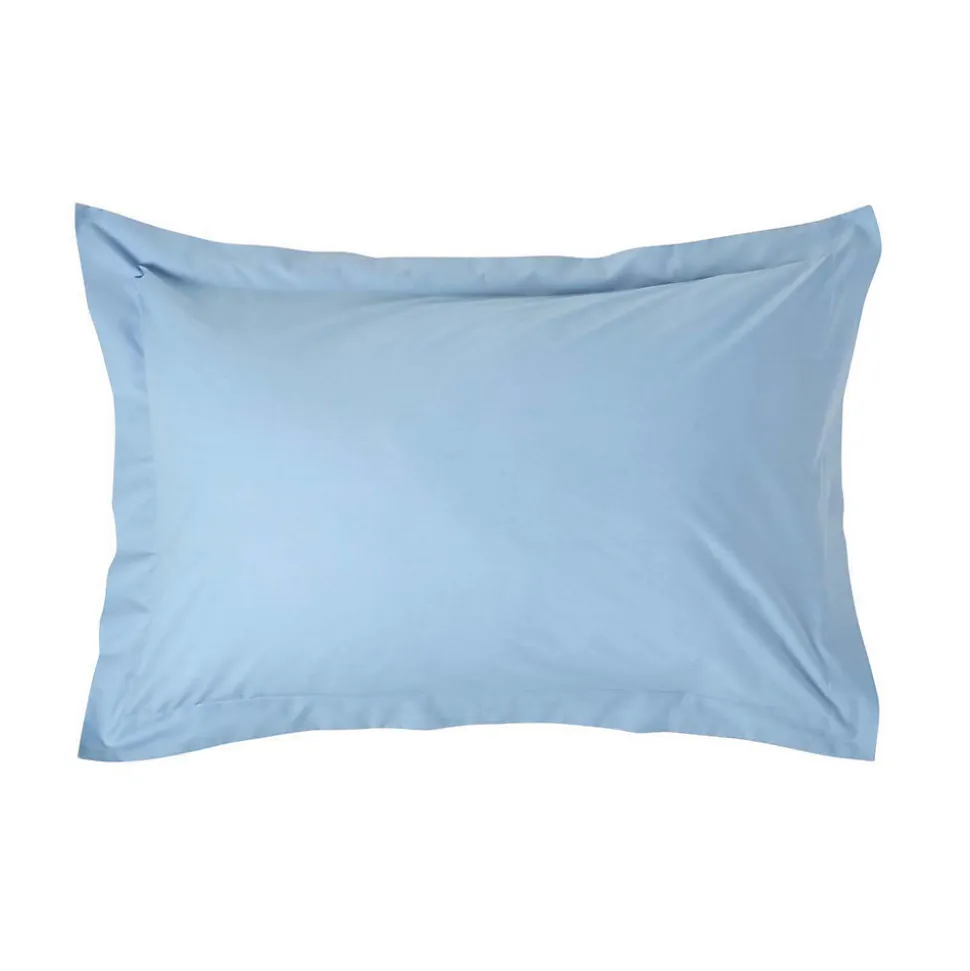 Taie d'oreiller à volants bleu 100% coton égyptien 200 fils, 50x75 cm - HOMESCAPES