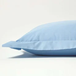 Taie d'oreiller à  volants bleu 100% coton égyptien 200 fils, 50x75 cm - HOMESCAPES