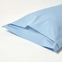 Taie d'oreiller à volants bleu 100% coton égyptien 200 fils, 50x75 cm - HOMESCAPES