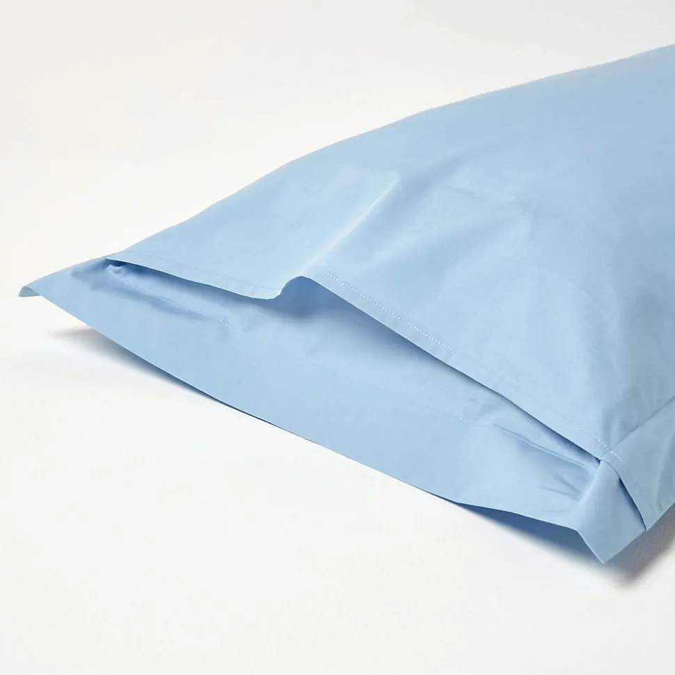 Taie d'oreiller à volants bleu 100% coton égyptien 200 fils, 50x75 cm - HOMESCAPES