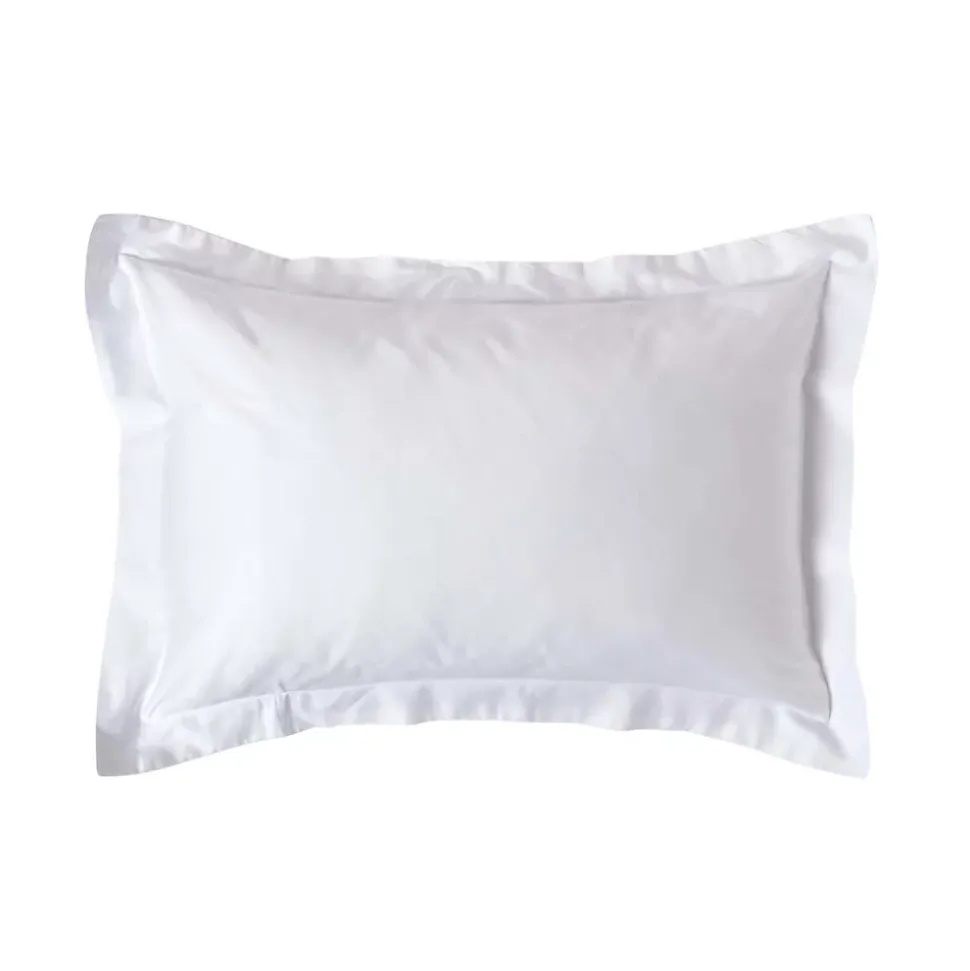 Taie d'oreiller à volants blanc en coton égyptien bio 400 fils, 50x75 cm - HOMESCAPES