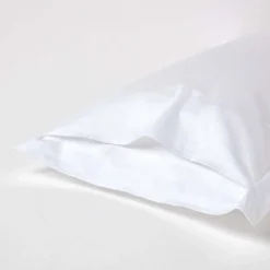 Taie d'oreiller à volants blanc en coton égyptien bio 400 fils, 50x75 cm - HOMESCAPES