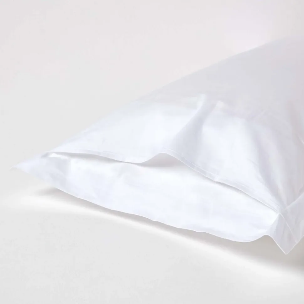 Taie d'oreiller à volants blanc en coton égyptien bio 400 fils, 50x75 cm - HOMESCAPES
