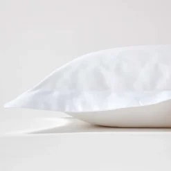 Taie d'oreiller à volants blanc en coton égyptien bio 400 fils, 50x75 cm - HOMESCAPES