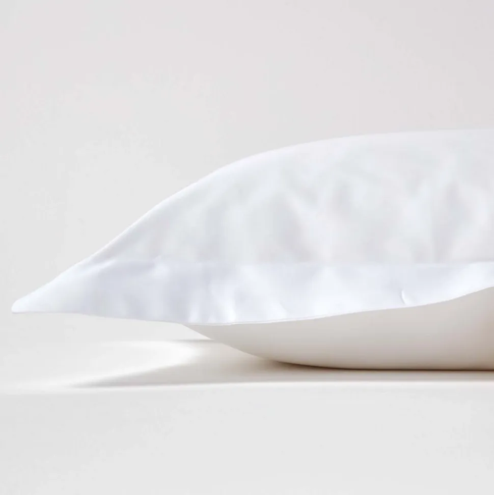 Taie d'oreiller à volants blanc en coton égyptien bio 400 fils, 50x75 cm - HOMESCAPES
