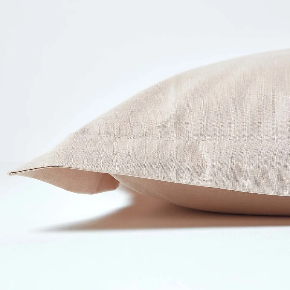 Taie d'oreiller à volants écru en lin lavé, 50x75 cm - HOMESCAPES