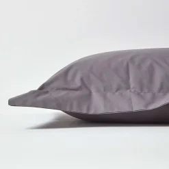 Taie d'oreiller à  volants gris foncé 100% coton égyptien 200 fils, 50x75 cm - HOMESCAPES
