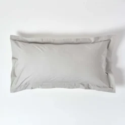 Taie d'oreiller à  volants gris acier 100% coton égyptien 200 fils, 50x90 cm - HOMESCAPES