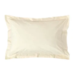 Taie d'oreiller à  volants ivoire 100% coton égyptien 200 fils, 50x75 cm - HOMESCAPES