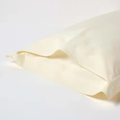 Taie d'oreiller à  volants ivoire 100% coton égyptien 200 fils, 50x75 cm - HOMESCAPES