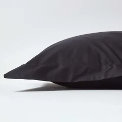 Taie d'oreiller à  volants noir 100% coton égyptien 200 fils, 50x75 cm - HOMESCAPES