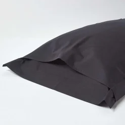 Taie d'oreiller à  volants noir 100% coton égyptien 200 fils, 50x75 cm - HOMESCAPES
