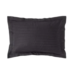Taie d'oreiller à volants noir satin rayé en coton égyptien 330 fils, 50x75 cm - HOMESCAPES