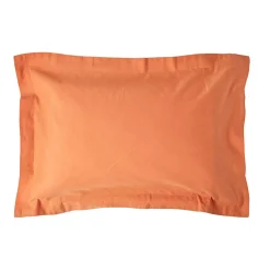 Taie d'oreiller à volants orange en lin lavé, 50x75 cm - HOMESCAPES