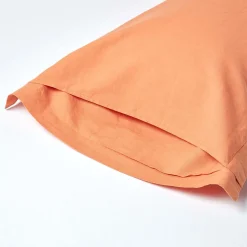 Taie d'oreiller à volants orange en lin lavé, 50x75 cm - HOMESCAPES