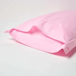 Taie d'oreiller à  volants rose 100% coton égyptien 200 fils, 50x75 cm - HOMESCAPES