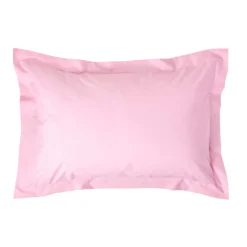 Taie d'oreiller à  volants rose 100% coton égyptien 200 fils, 50x75 cm - HOMESCAPES