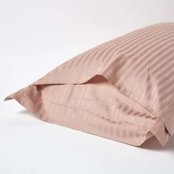 Taie d'oreiller à  volants taupe satin rayé en coton égyptien 330 fils, 50x75 cm - HOMESCAPES