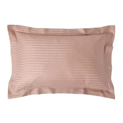 Taie d'oreiller à  volants taupe satin rayé en coton égyptien 330 fils, 50x75 cm - HOMESCAPES