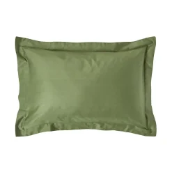 Taie d'oreiller à volants vert mousse en coton égyptien bio 400 fils, 50x75 cm - HOMESCAPES